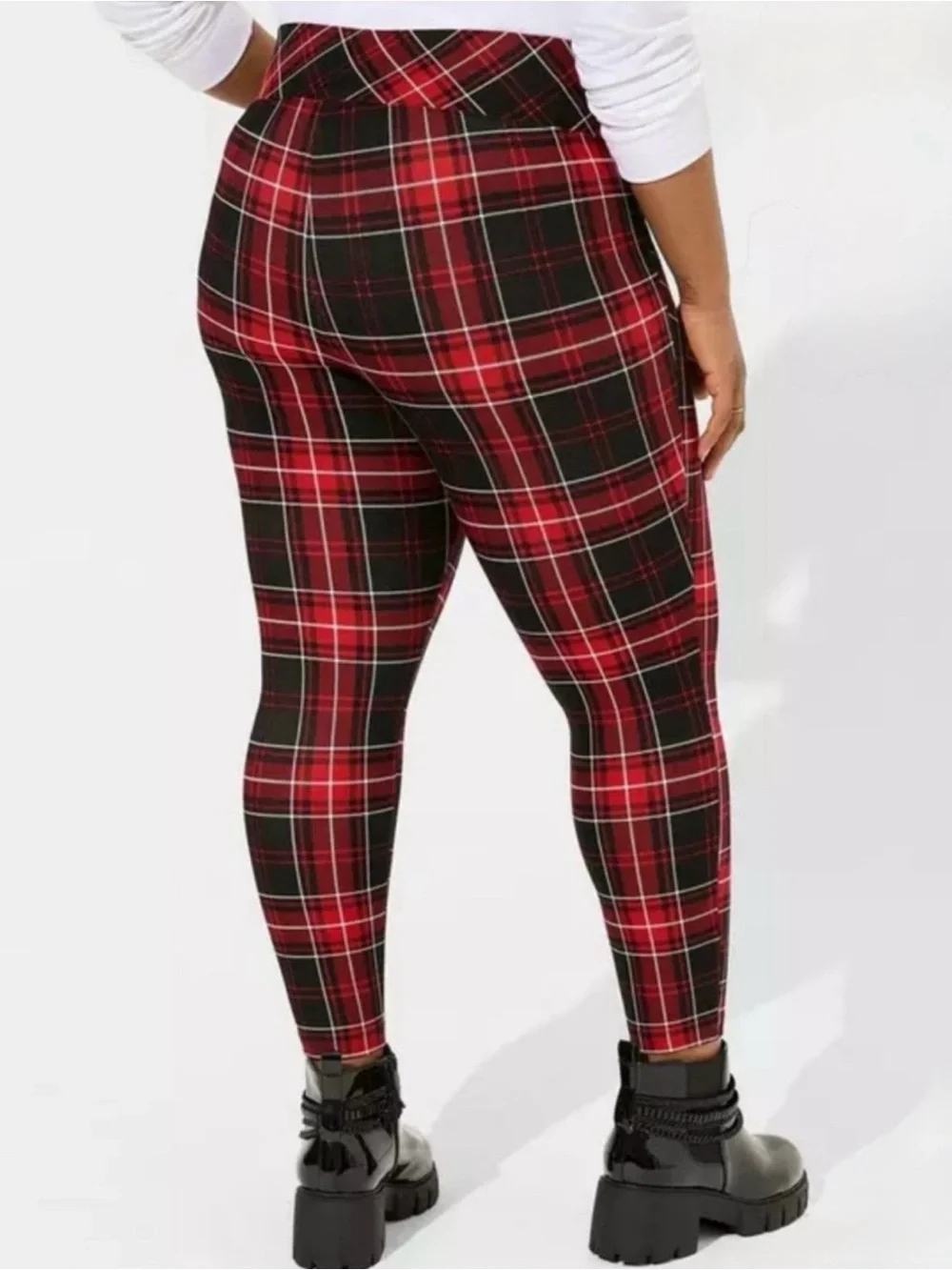 NWT TORRID Red Black Plaid Studio Pixie Luxe Ponte‎ Leggings Pants 4x Short Goth